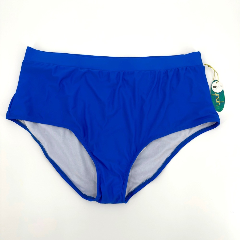 Mynah Womens Plus‎ Size 24W High Rise Tummy Panel Swim Bottoms Marble Blue NEW